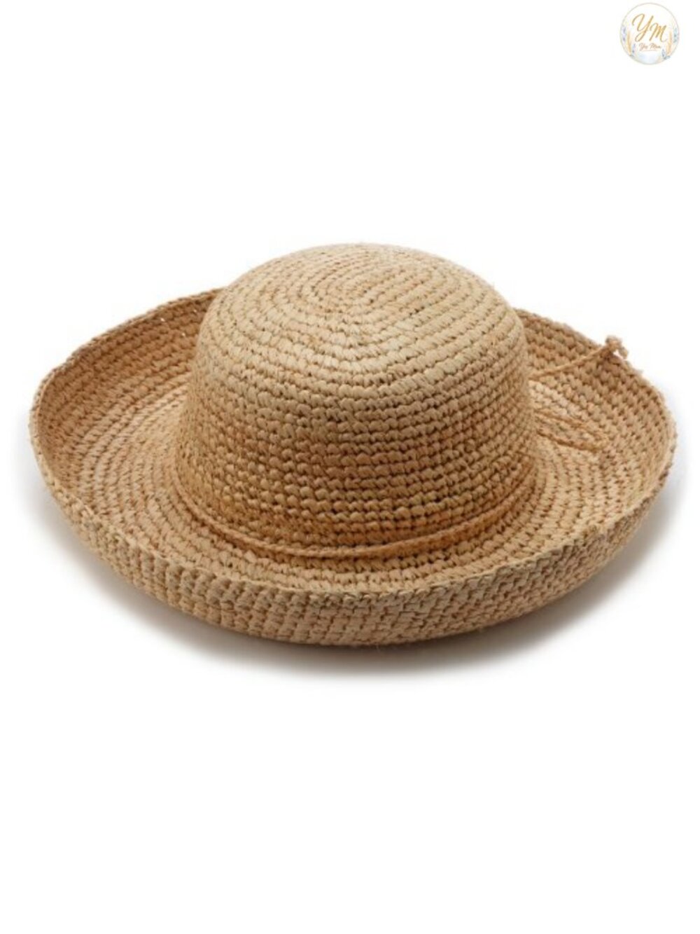 Hand Crocheted Raffia Sun Hat with Adjustable Tie